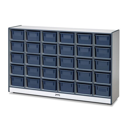Jonti-Craft Rainbow Accents 30 Cubbie-Tray Mobile Storage, with Trays, Navy 0431JCWW112